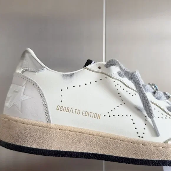 Golden Goose Men's White Sparkling Rhinestone Dirty Shoes - Picture 6 of 7